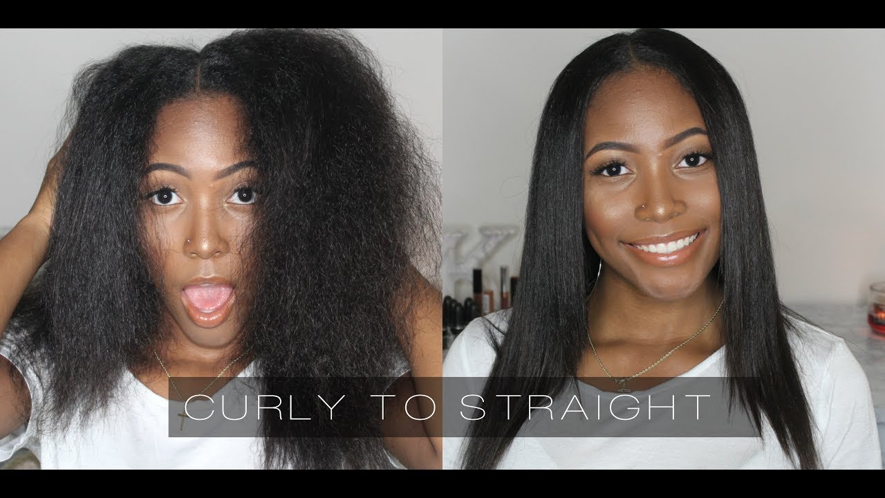 How To: Straightening My Natural Curly Hair | NO HEAT DAMAGE