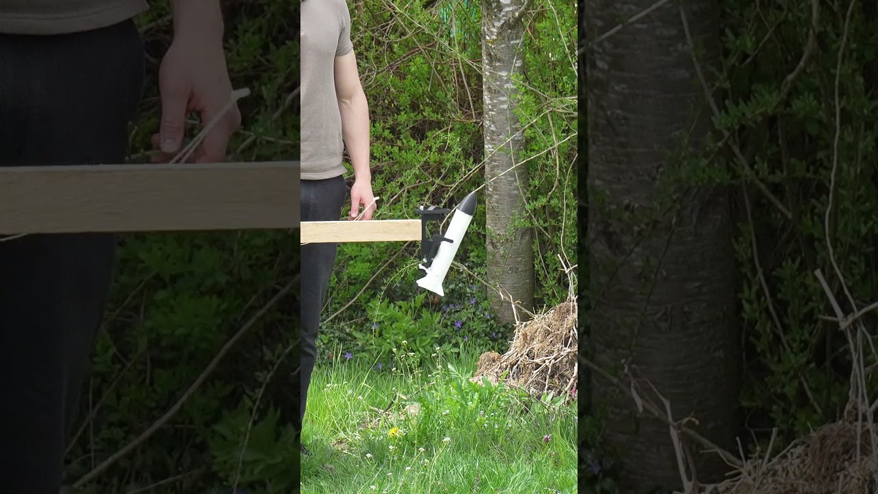 Testing the small-scale release prototype for our model rocket spin launcher. #spinlaunch #shorts
