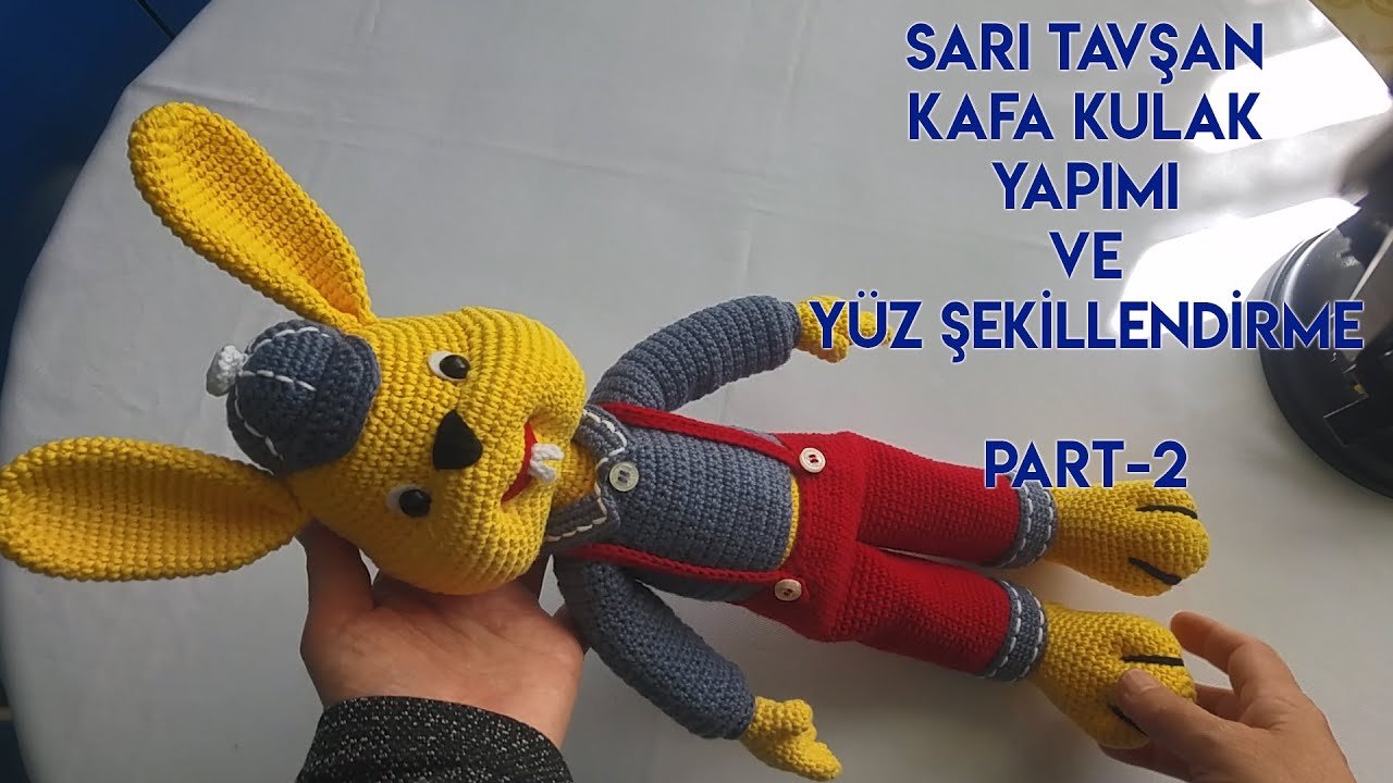 44 cm Sarı tavşan kafa,kulak yapımı ve yüz şekillendirme  PART 2 (Englishsubtitle)