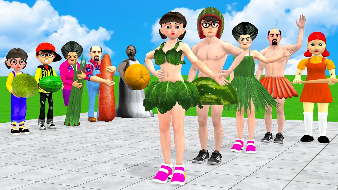 Scary Teacher 3D vs Squid Game: Fruit Dress Change Challenge – Nice or Error? 5 Times Challenge