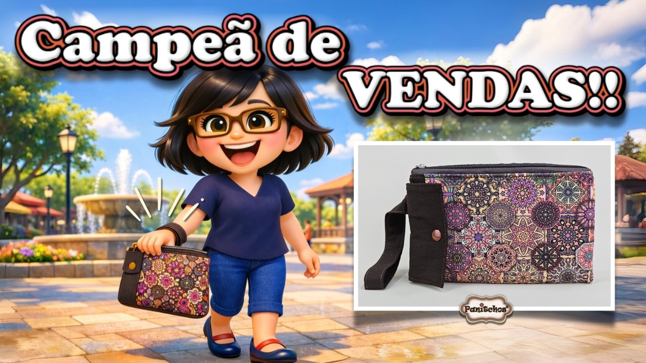 Bolsinha porta CELULAR com zíper e 2 BOLSOS | passo a passo de COSTURA CRIATIVA