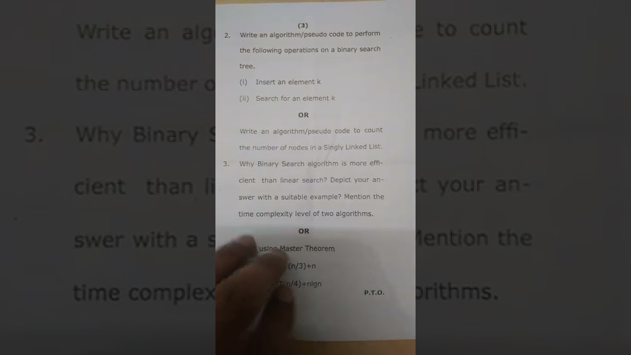 MCA 2nd semester (2022) Question paper, Data structure and Analysis of Algorithm