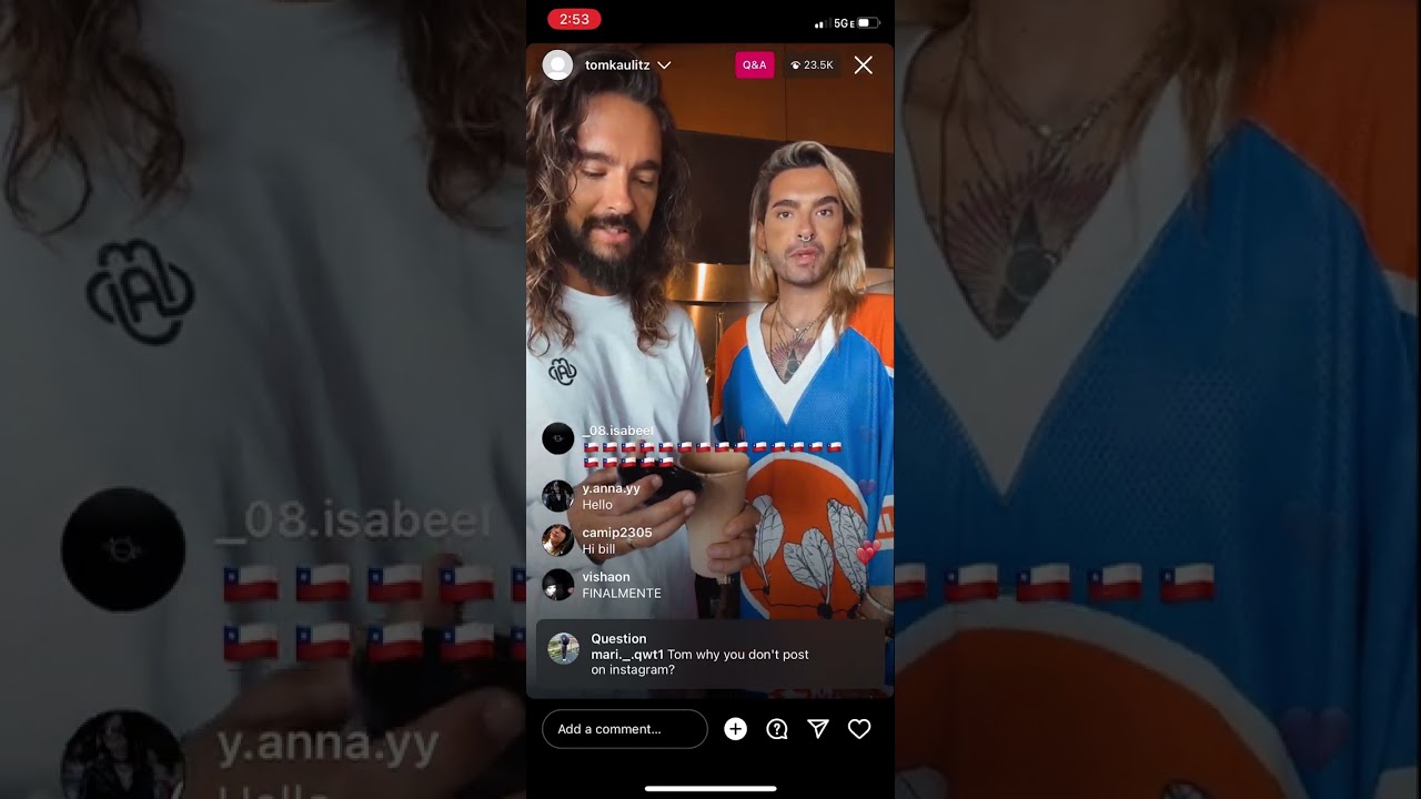 tom and bill kaulitz insta live 9/5/23 🔥
