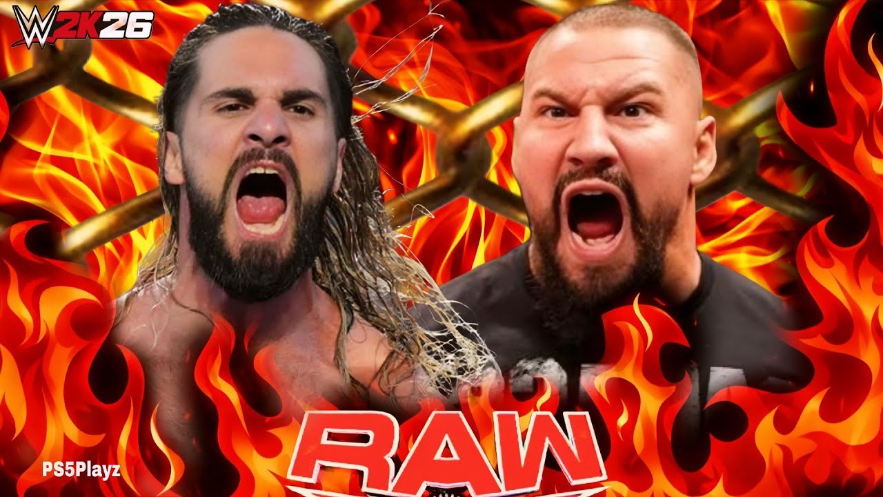 Сет Роллинс против Брона Брейккера, WWE Raw, 16 марта 2026 года, стальная клетка, WWE2K26 — геймп...
