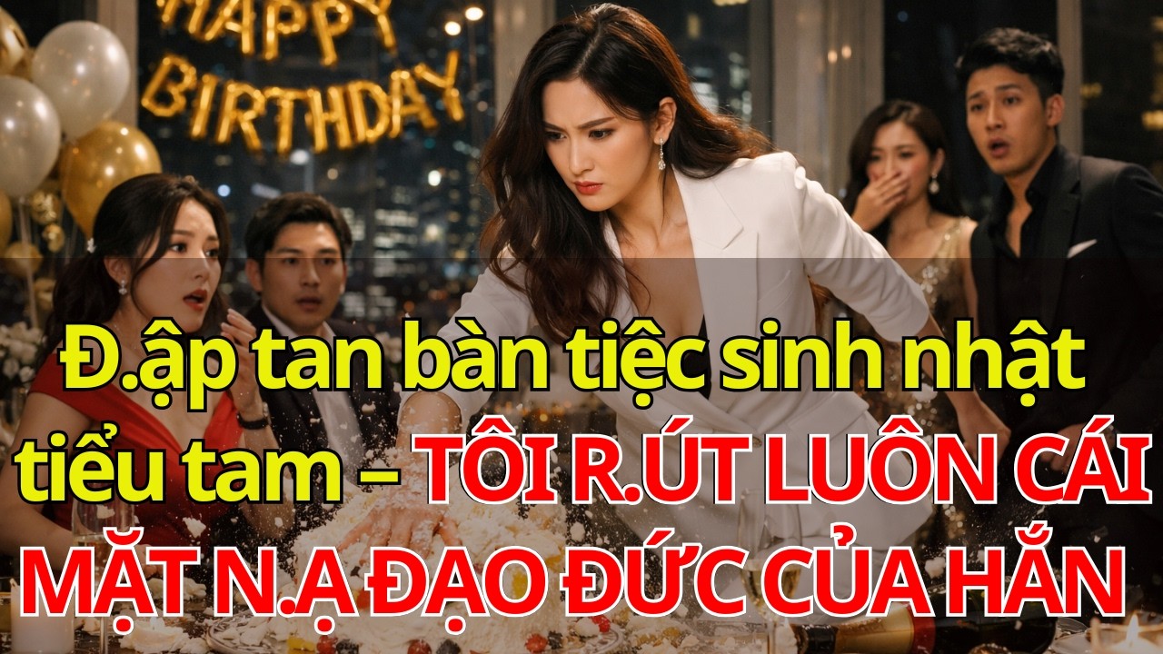 Đ.ập tan bàn tiệc sinh nhật tiểu tam – TÔI R.ÚT LUÔN CÁI MẶT N.Ạ ĐẠO ĐỨC CỦA HẮN