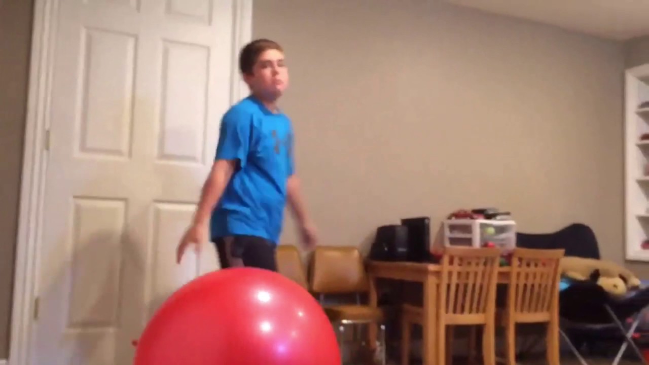 exercise ball fail kid flies through wall