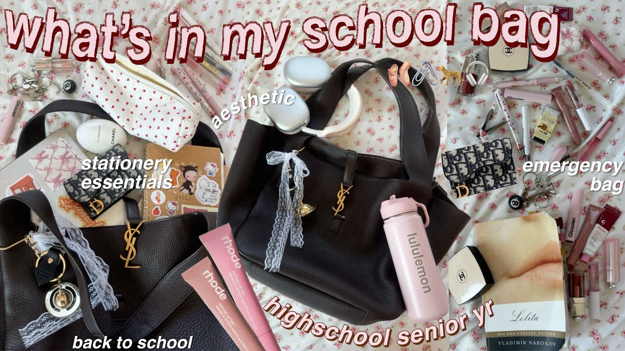🧷🩰 it girl- what&rsquo;s in my schoolbag BACK TO SCHOOL 2024 senior yr| pencil case tour, emergency bag..