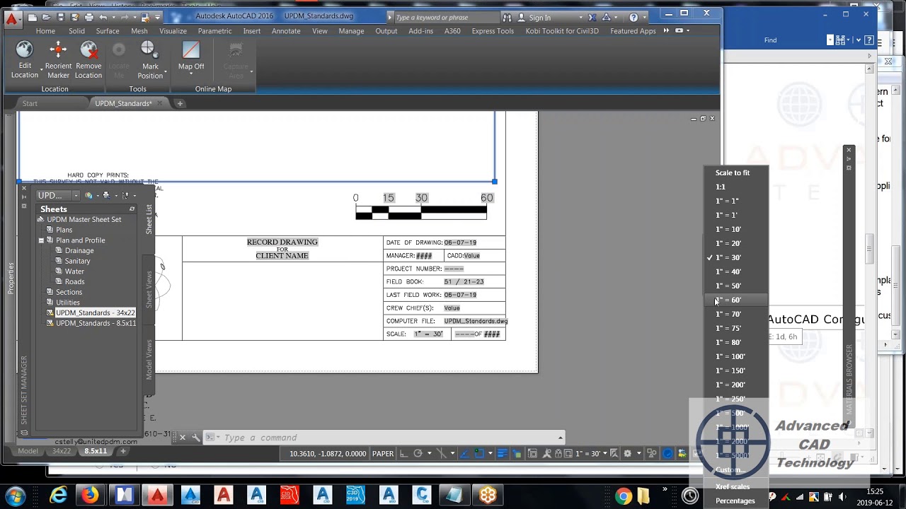 AutoCAD Viewport linked to Bar Scale and Title Block