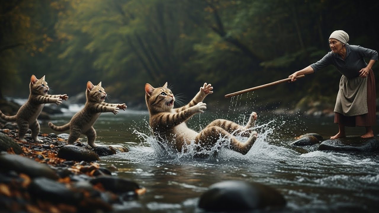When Mama Cat Fell Into the River | A Brave Rescue by a Kind Old Woman