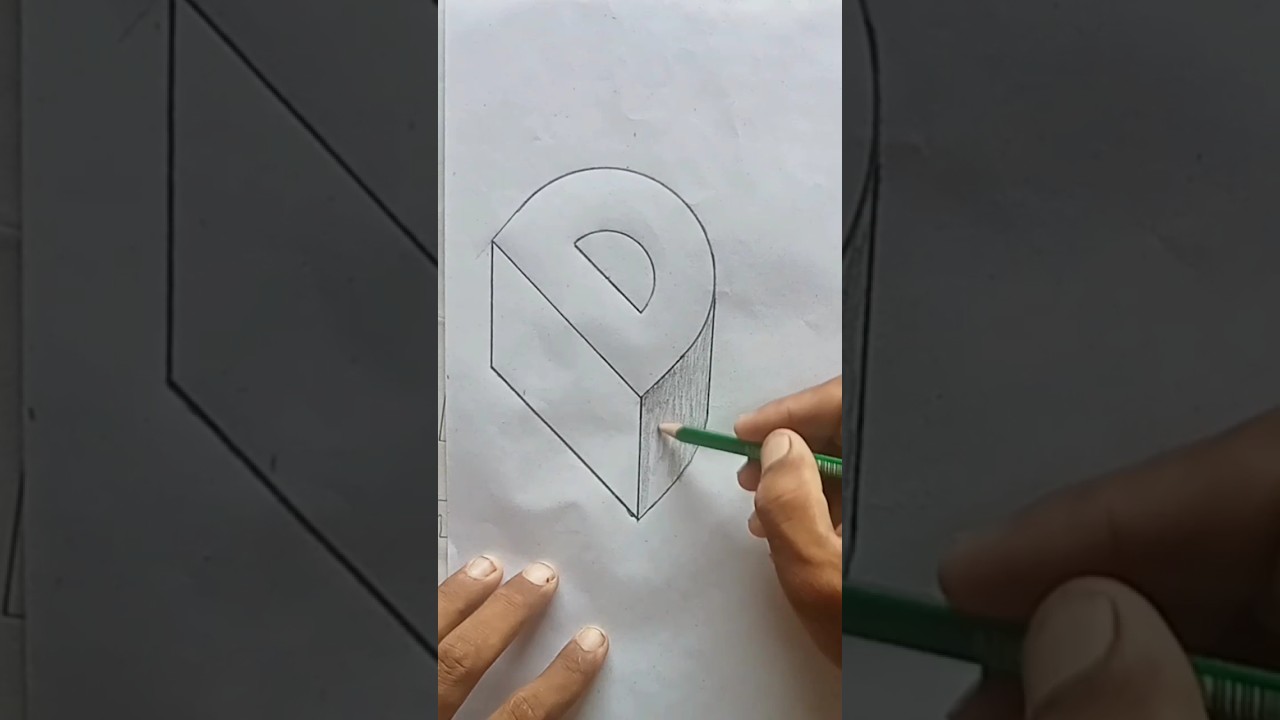 3d letter D|| drawing|| ghamgeen Aftab Art||2023