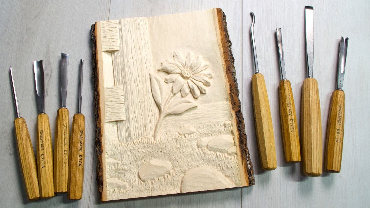 Wood Carving a Rustic Flower Scene | Shallow Relief Carving Tutorial