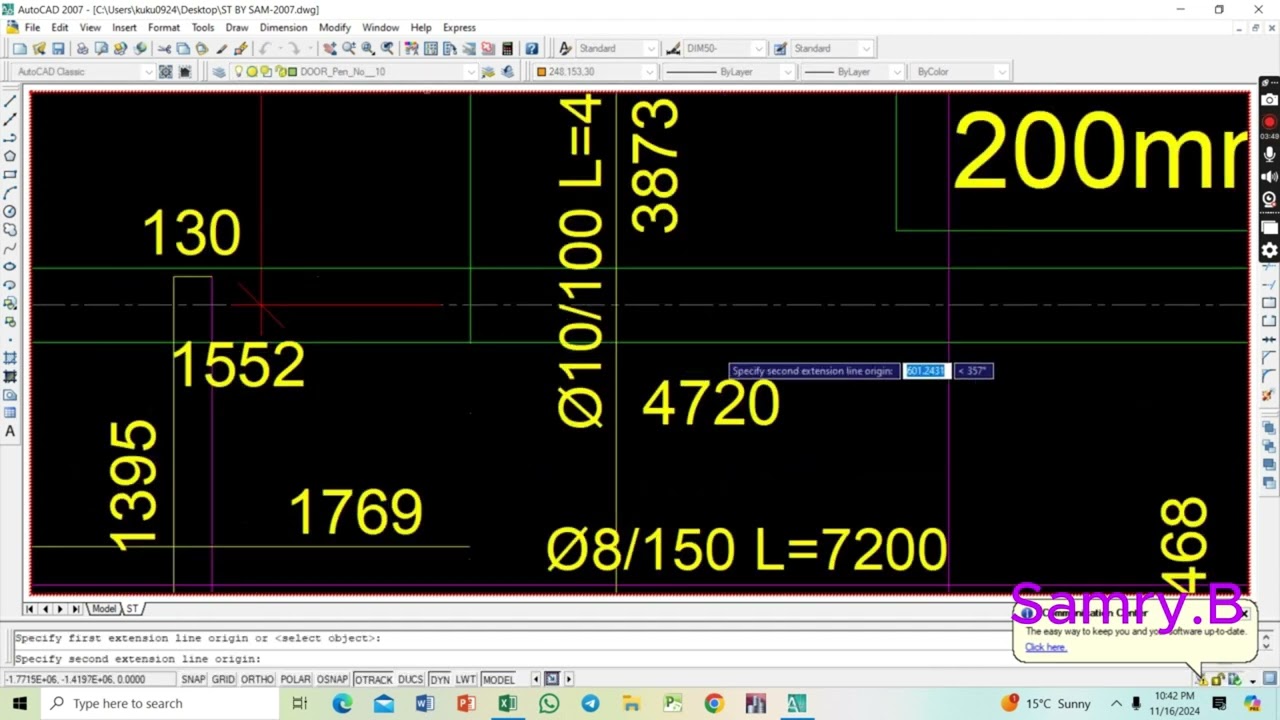 How to calculate rebar quantity for slab by Amharic?