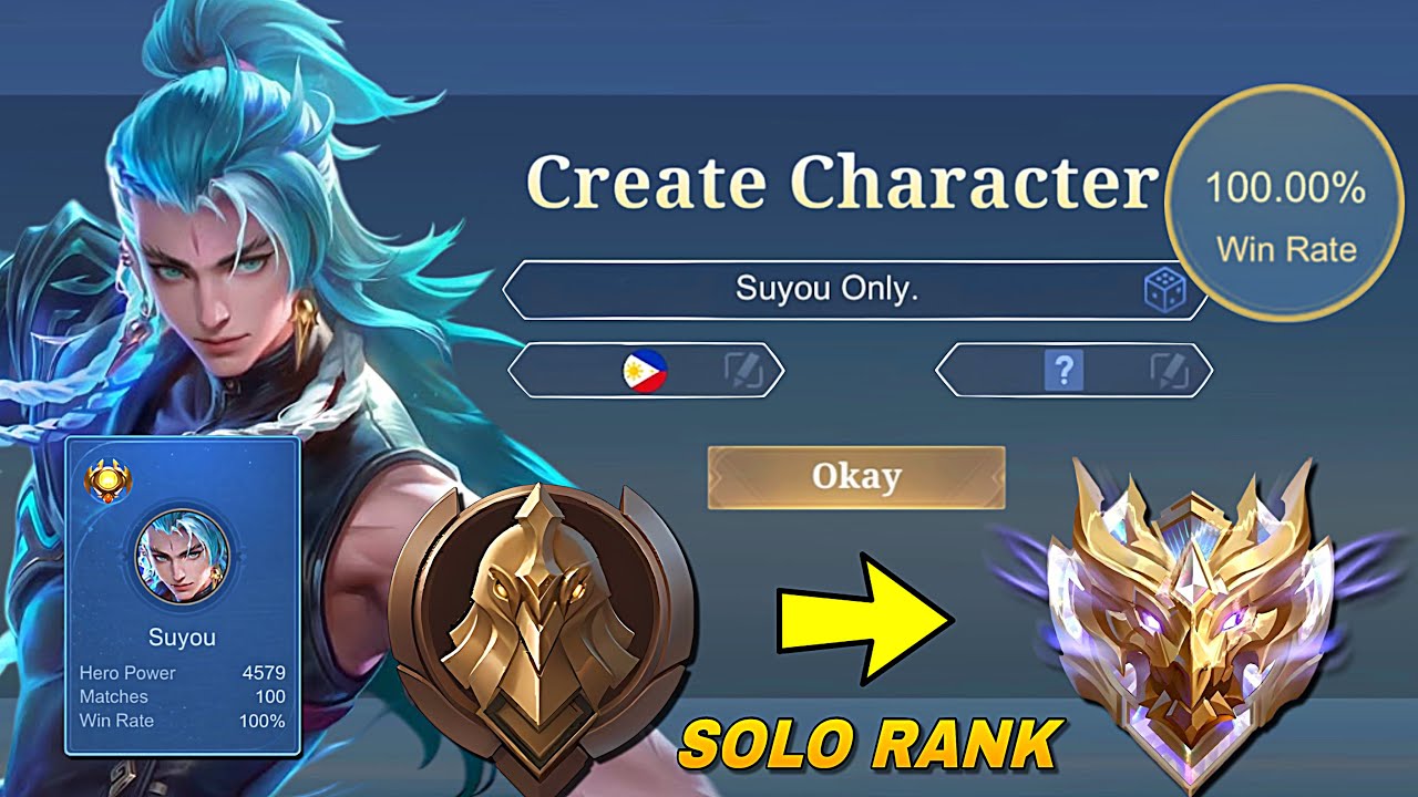100% WINRATE FROM WARRIOR TO MYTHIC SOLO RANK - SUYOU ONLY!! 😱 (hardest challenge ever)