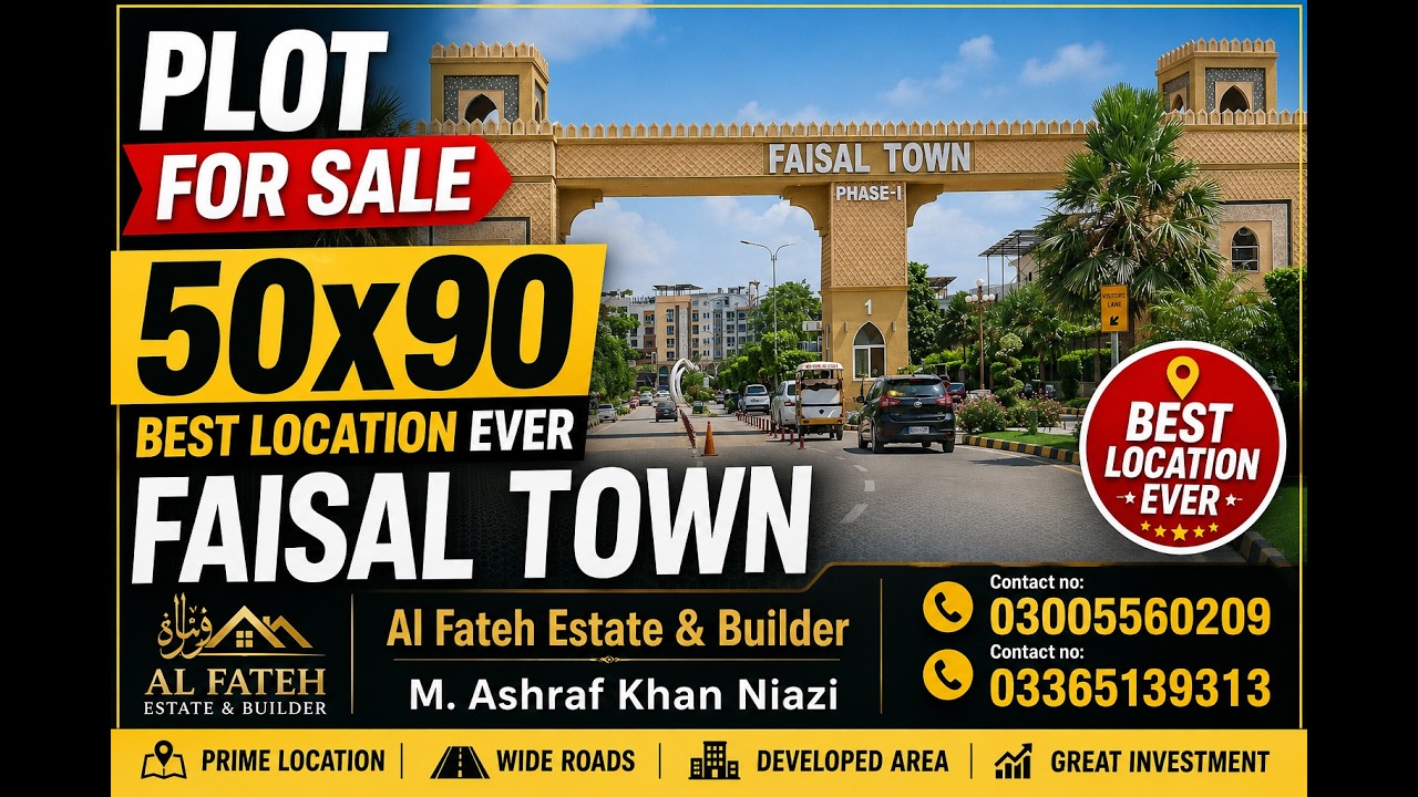📍50x90 Plot in Faisal Town | Prime Location | Ideal for Home & Investment