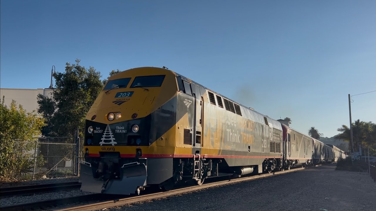 Weekly video with Amtrak 203 leading the Coast Starlight and with a Union Pacific Freight train