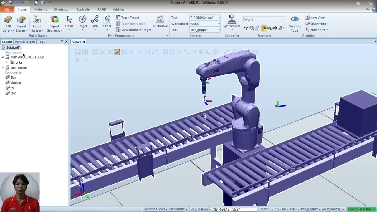 Robot hàn và gắp vật từ băng tải A sang băng tải B trên phần mềm Robot Studio ( P1)