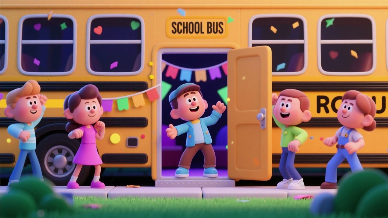 School Bus Door Dance Party 🚌🚪 Fun Kids Song & Learning Video