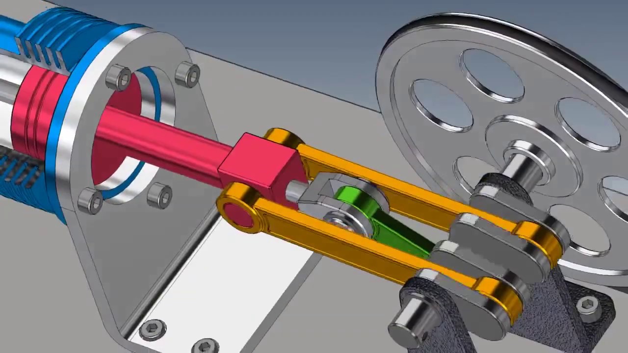 Stirling Engine Beta Type Model Animation