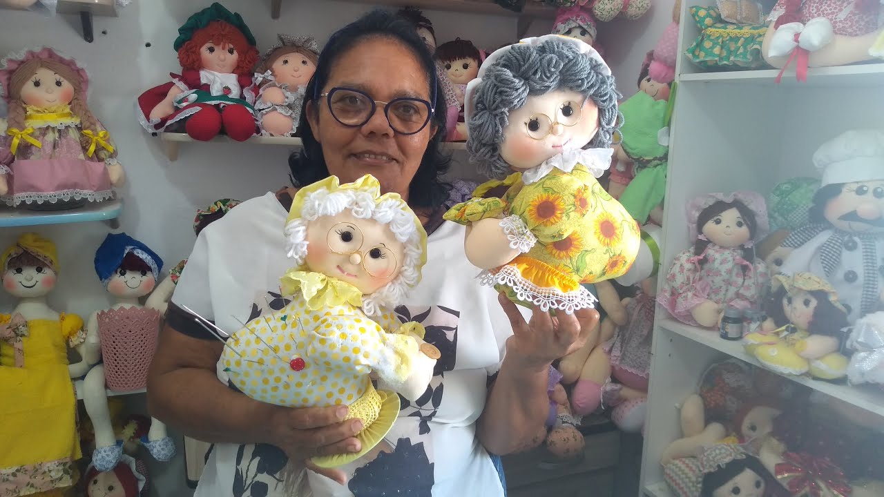 BONECA VOVÓ PESO DE PORTA OU AGULHEIRO - MOLDE GRÁTIS.