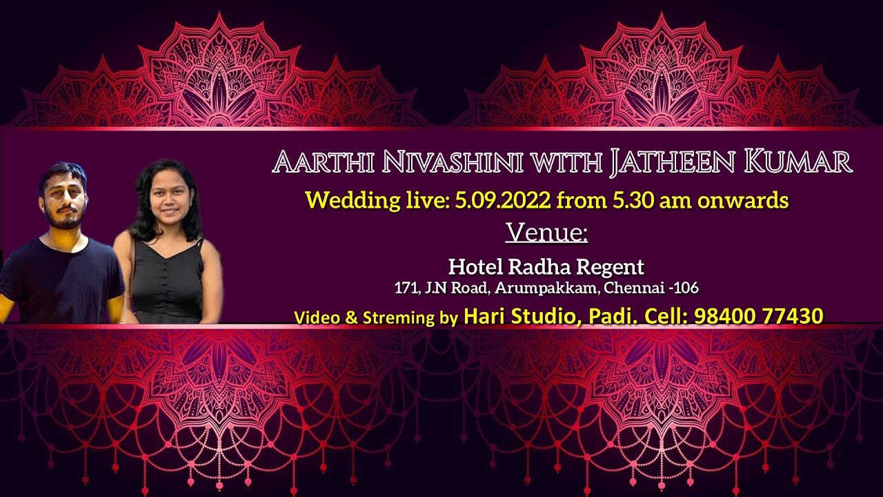 Wedding Celebration of Aarthi Nivashini +Jatheen Kumar