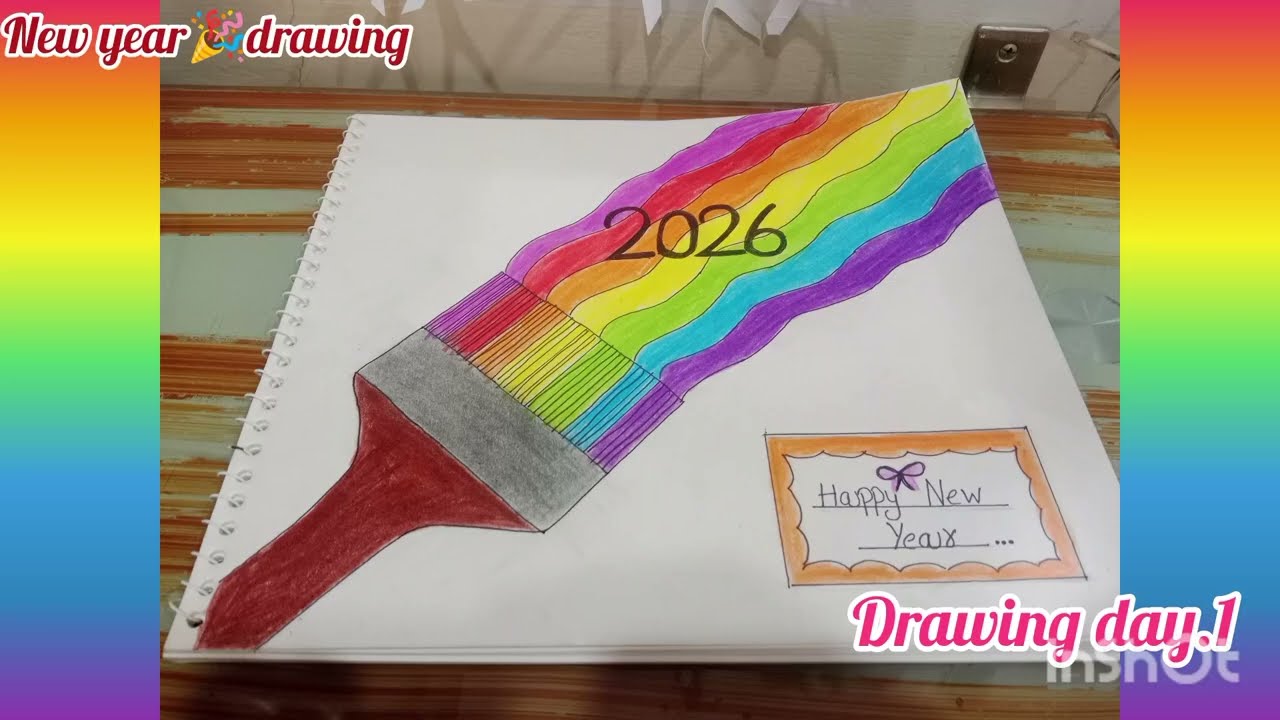 Easy drawing day 1☺️New Year drawing 🎉🎉🎉🎉
