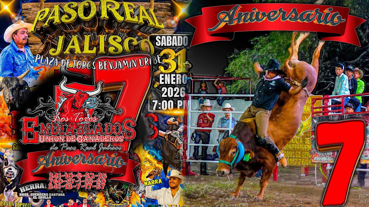 “Gran Jaripeo del Séptimo Aniversario: Los Toros Endiablados de Paso Real, Forjando 7 Años de Gloria