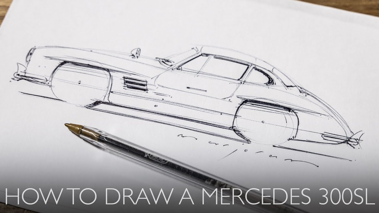 How to draw a gull-wing Mercedes 300SL in just a few minutes.Easy to follow instructions.