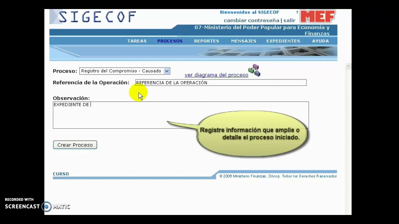 SIGECOF TUTORIAL ONCOP