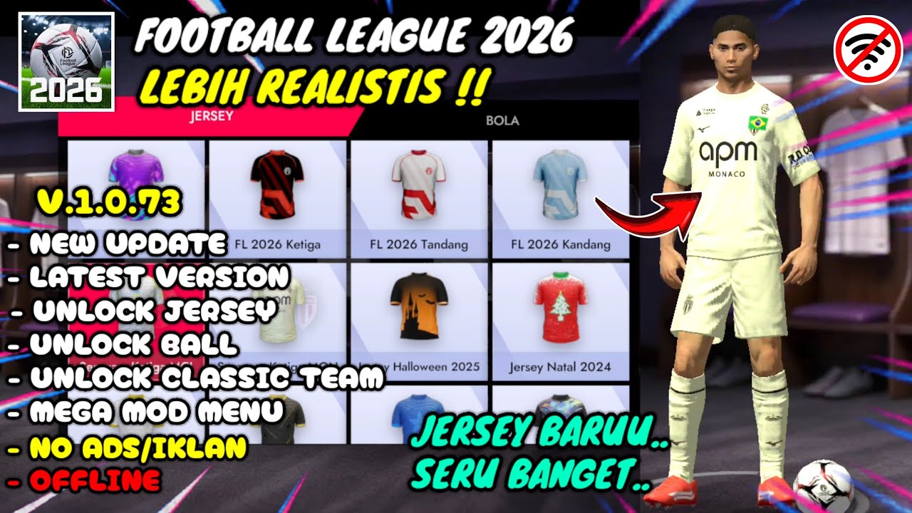 Football League 2026 MOD Apk v1.073 New Update - Unlock all Jersey, ball, team classic - Review‼️