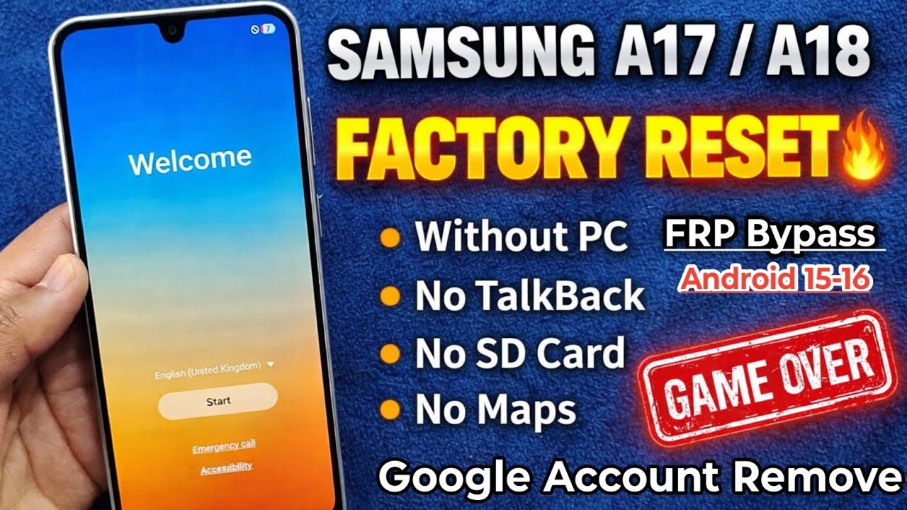 Samsung Galaxy A17,A18 Frp bypass 🔥 Game Over 🔥 Samsung FRP Unlock Android 16 🆕 Working Live Proof 