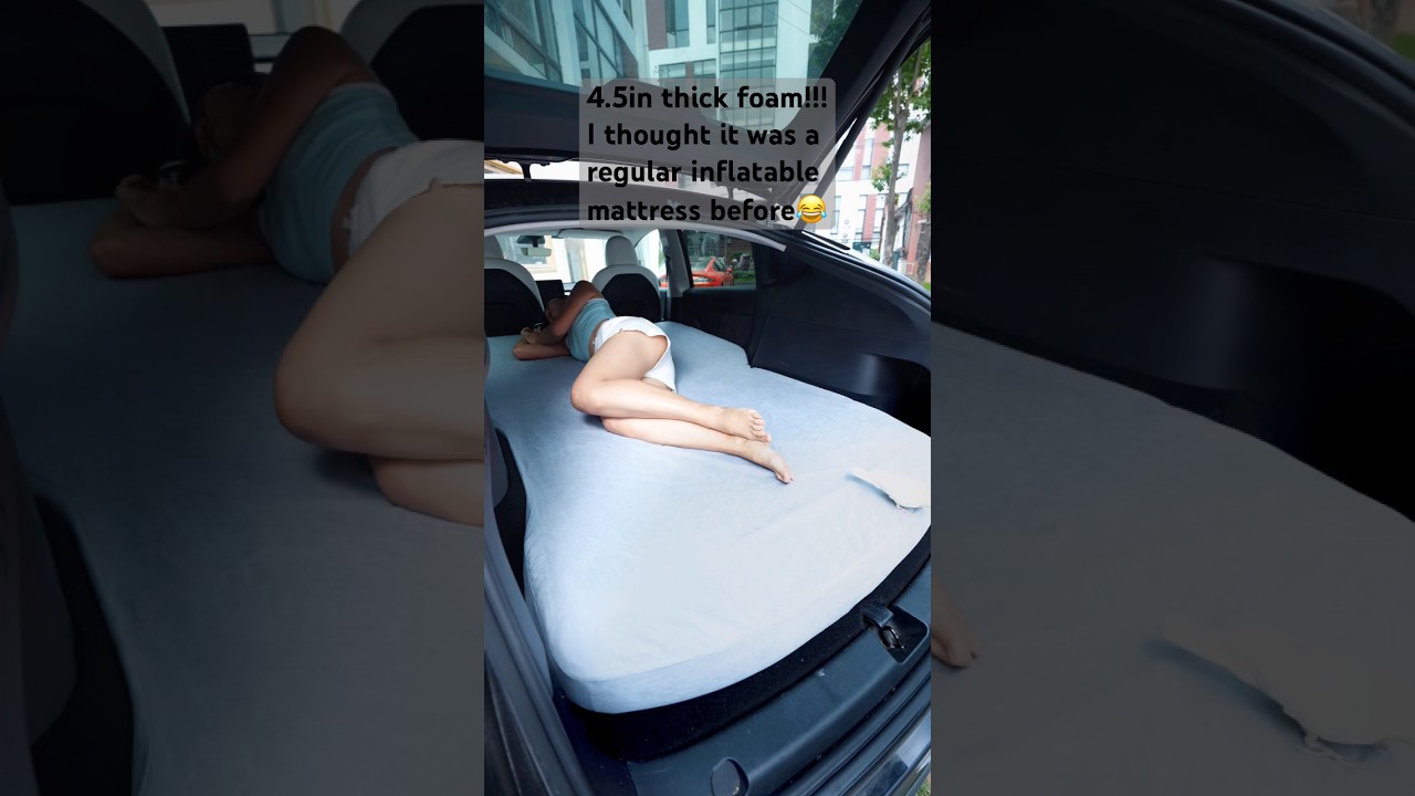 🤨Ever tried to sleep in your Tesla? I  show you how to do it! #modely #teslalife #campinglife