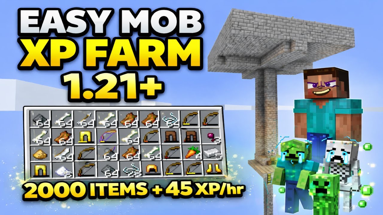 Minecraft Fast & Easy Mob XP Farm | 1.21+ Java & Bedrock