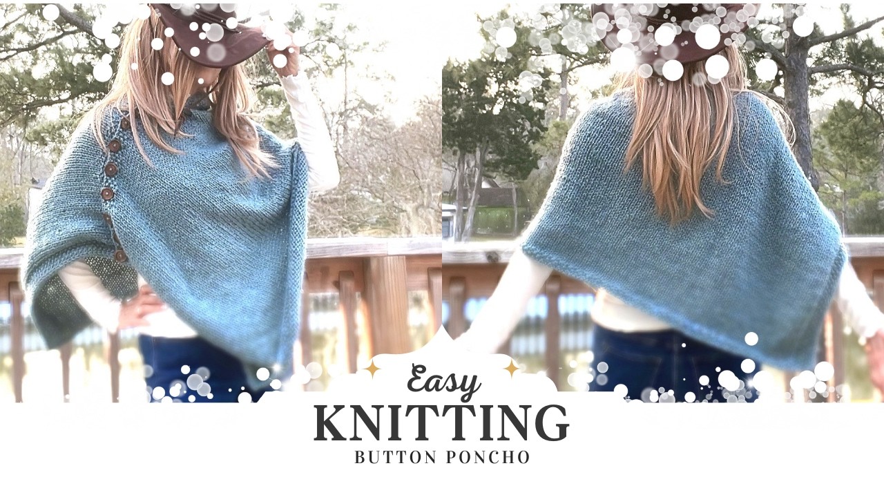簡単なのに可愛い♡ボタンのポンチョ　Super Easy ♡ Knit Button Poncho