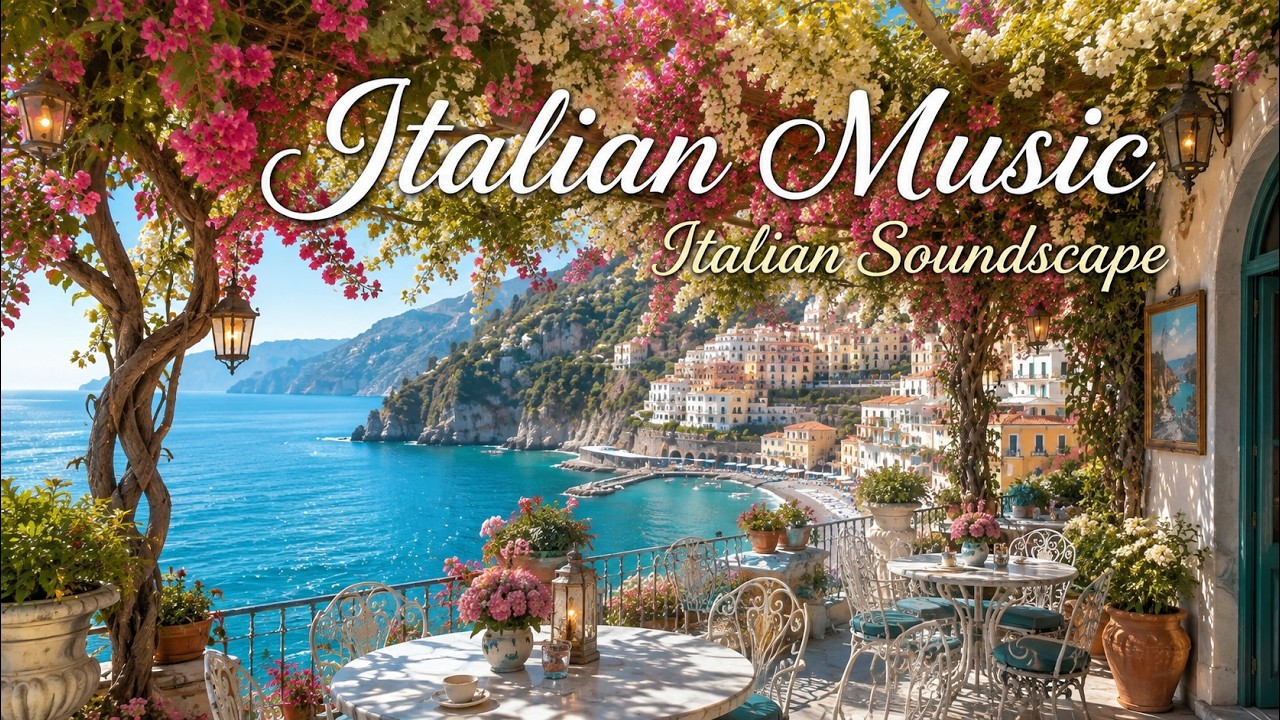 Italian Vibes & Mediterranean Music 🎶 1+ Hours Scenic Amalfi Coast & Lake Como Relaxation 4K