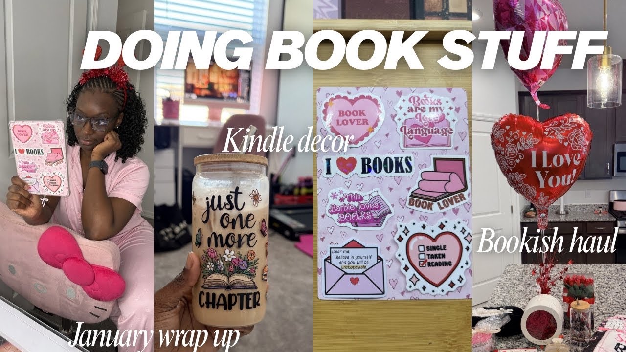 ✨Doing book stuff | library visit💻redecorating my kindle💖 January wrap up📚current read📖bookish haul💕