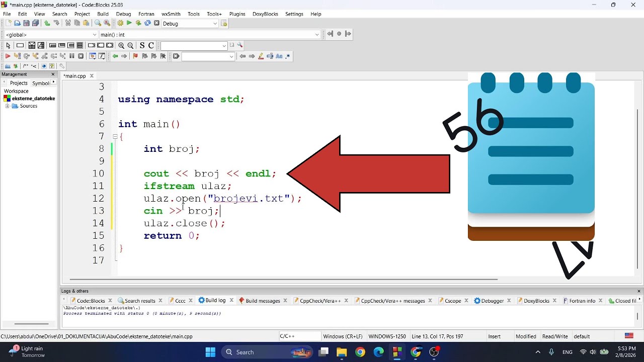 C++: Čitanje brojeva iz eksterne datoteke