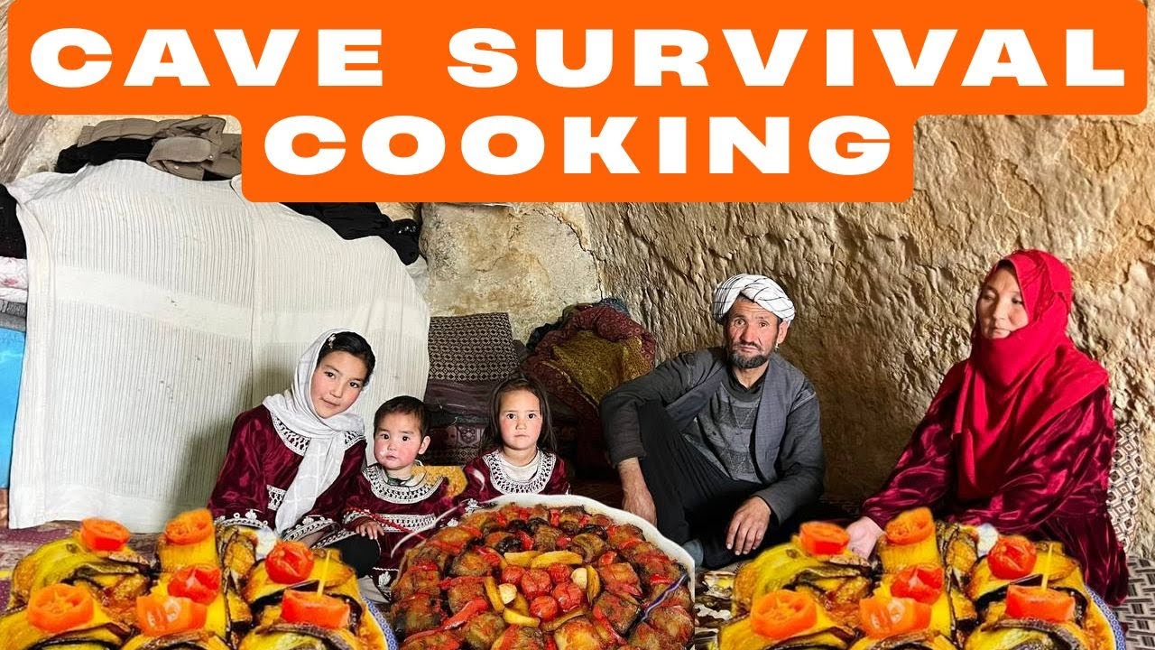 Survival Cave Cooking | Traditional Eggplant in Afghan Village Life