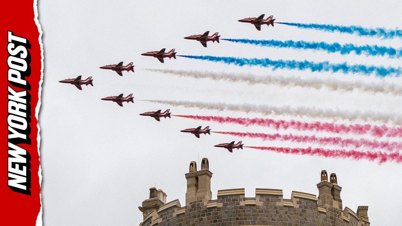 Red Arrows Fly over Windsor Castle as Trump Meets King Charles on State Visit