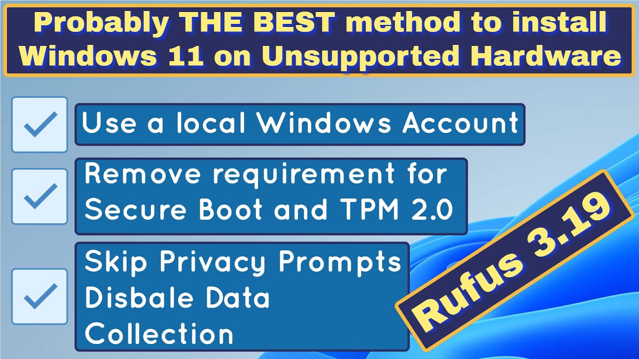 Вероятно, ЛУЧШИЙ метод установки Windows 11 на неподдерживаемое оборудование - Спасибо Rufus.