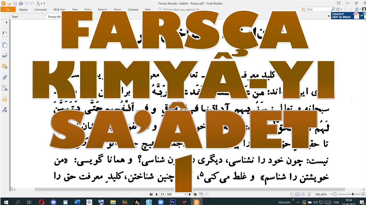 Farsça Kimyâ-yı Saâdet Eserinin Tercümesi - 1. Tanıtım & Onvane Evvel