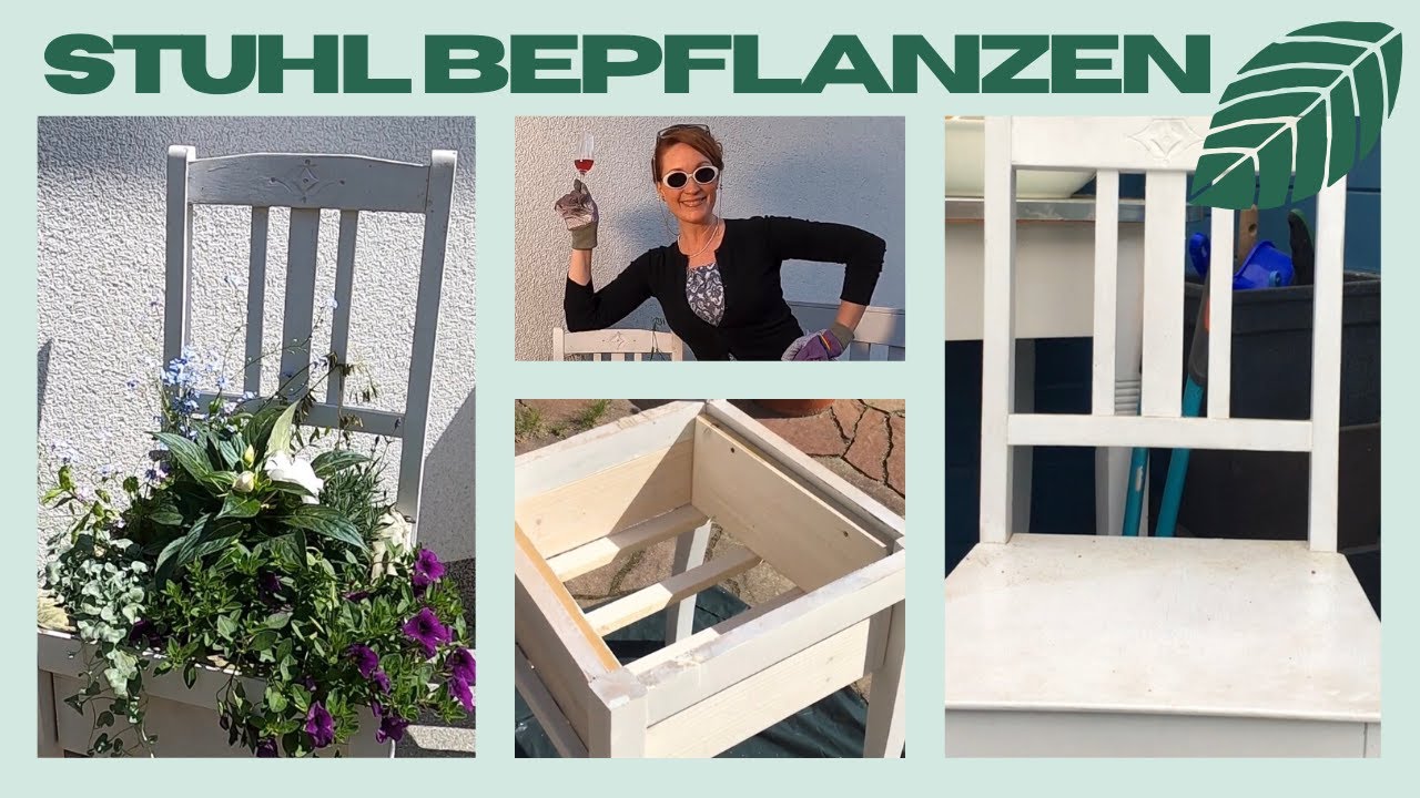 Bepflanzter Stuhl - DIY Pflanzstuhl mit selbst gebautem Pflanzkasten