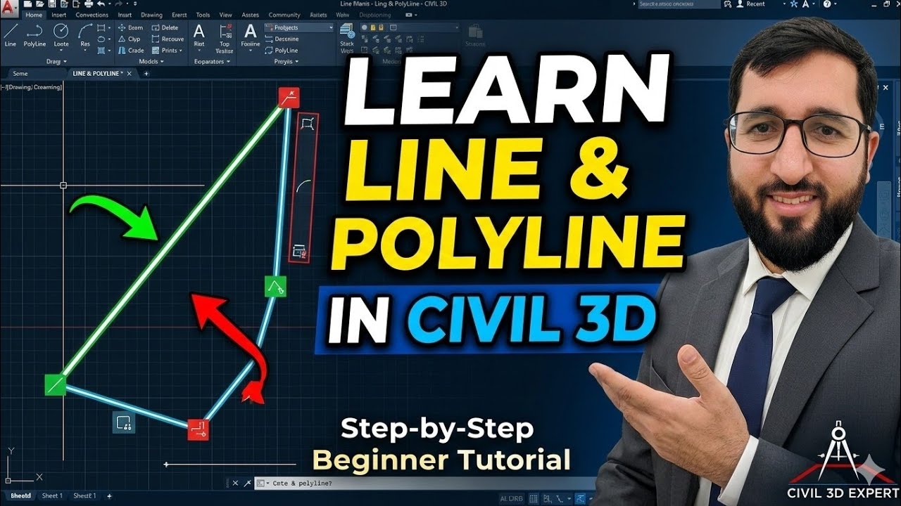 AutoCAD Civil 3D Tutorial 01 | Line vs Polyline | Complete Beginner Guide