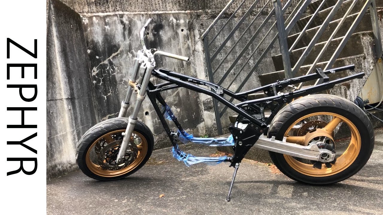 kawasaki ゼファー400→550cc腰下エンジンついにフレームにのる？！ZXR400ホイール流用！