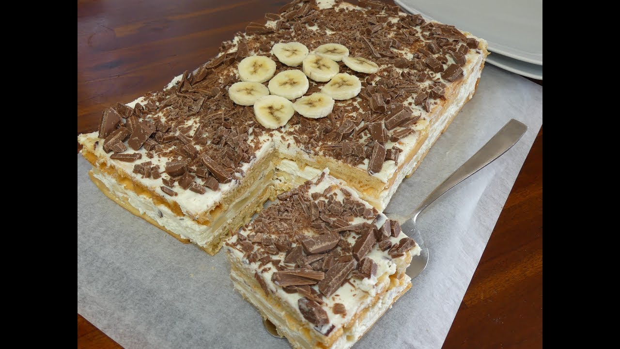 Eine 5 Minuten Torte/No Bake/Banana Split/ Bananen Kuchen mit Stracciatella Creme/ schmeckt wie Eis/