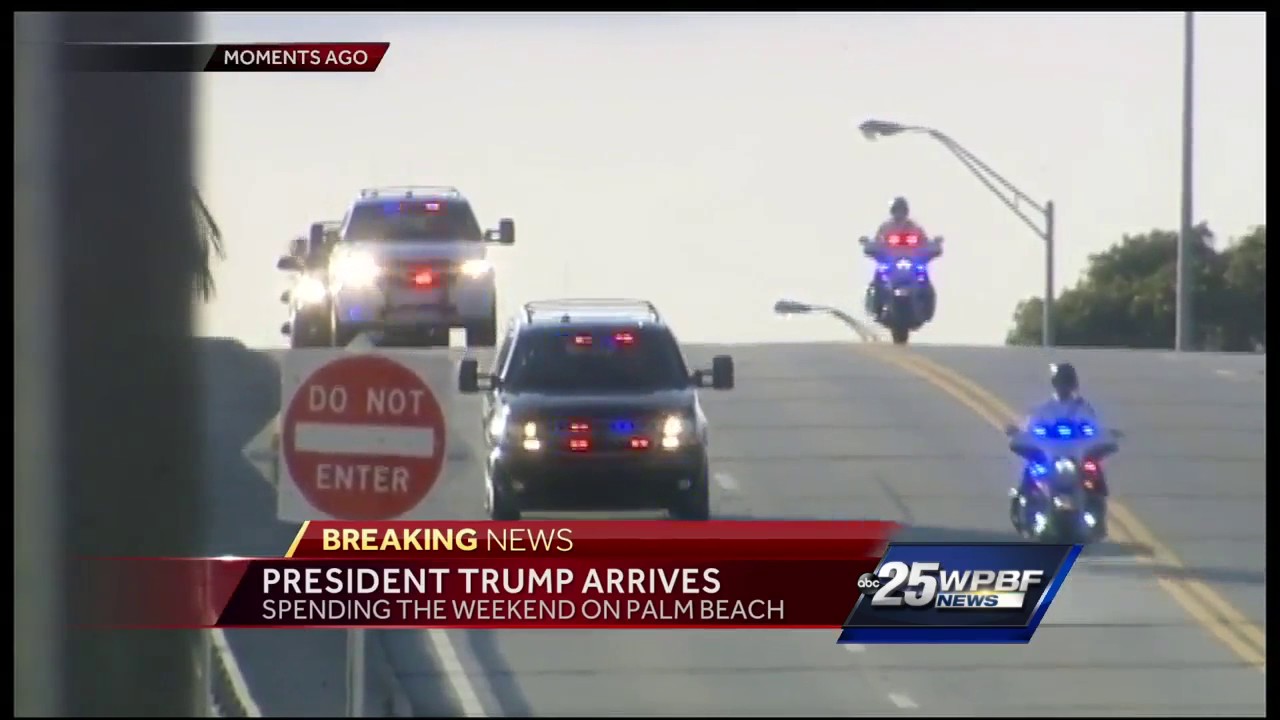 President's motorcade makes its way to Mar-A-Lago