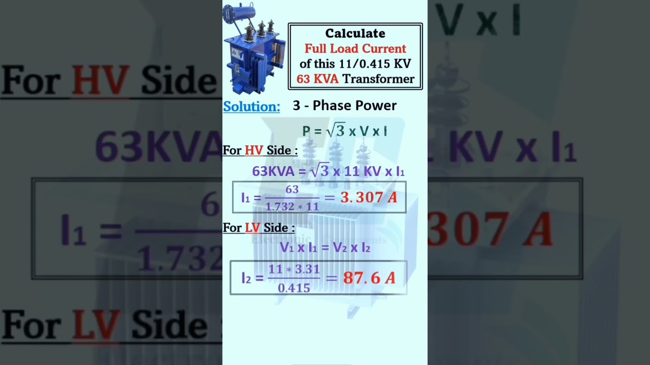 Transformer Full Load Current Calculation with Formula