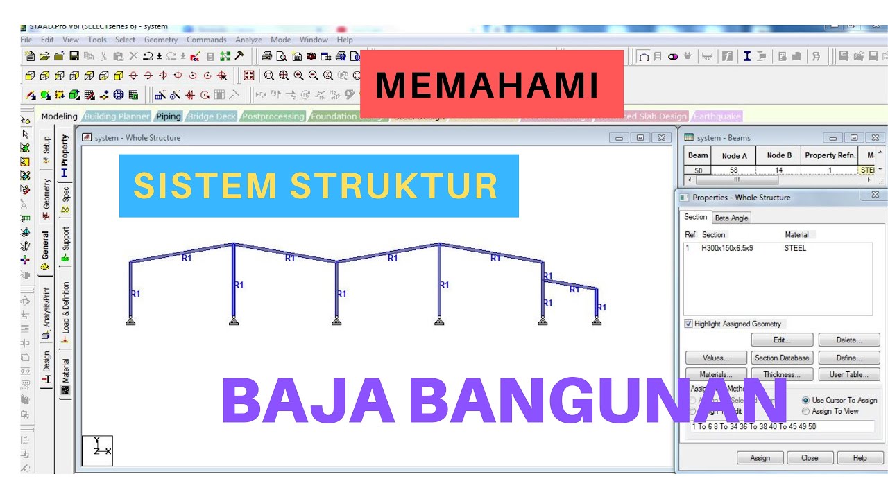 Tutorial Staad.Pro #2: SISTEM STRUKTUR RANGKA BAJA BANGUNAN-GEROBAK SIPIL