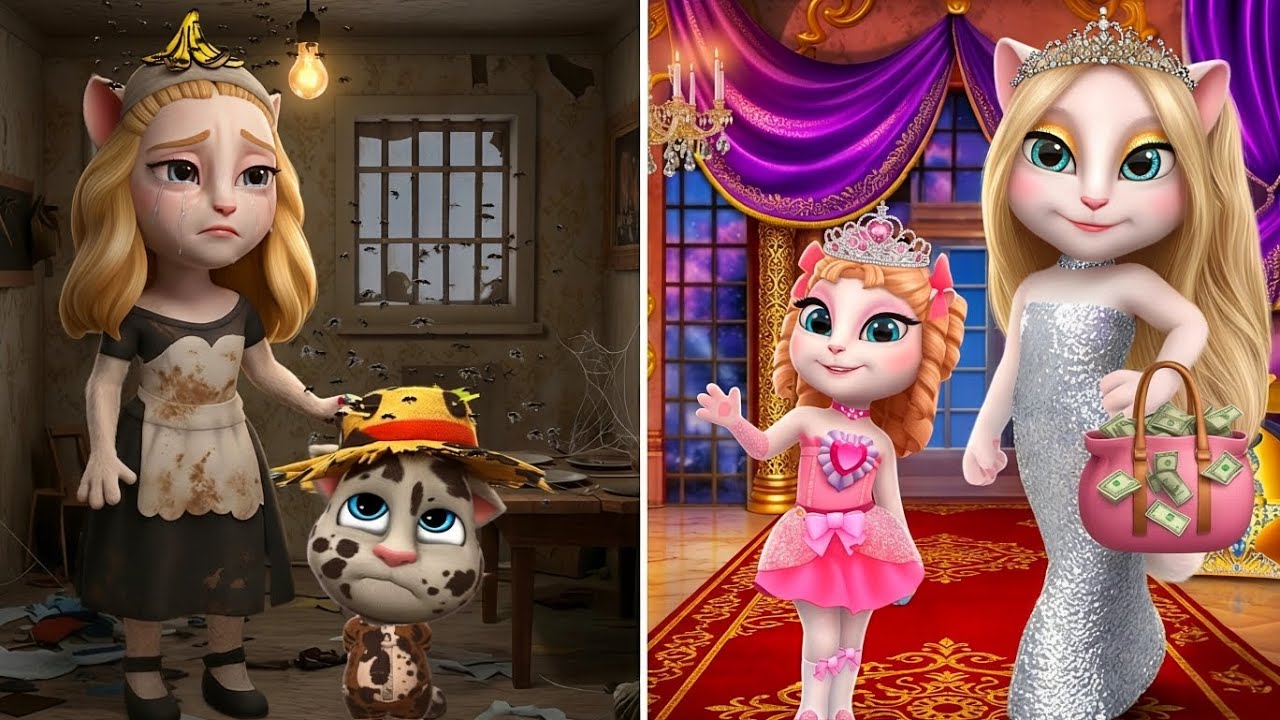 The Rich lady and her daughter mock the life of the poor maid and her daughter. My Talking Angela 2 