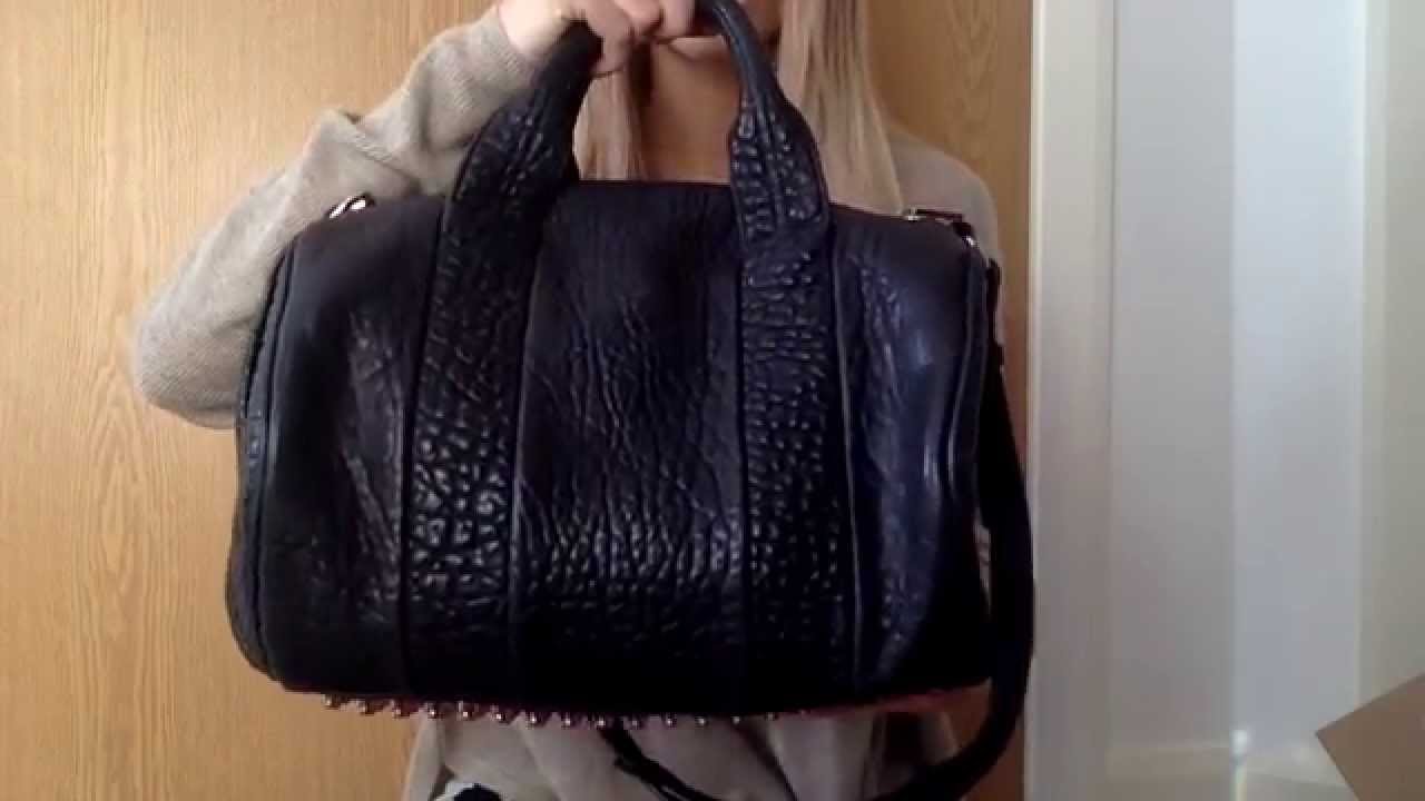 Alexander Wang Rocco Bag in Pebbled Leather w Pale Rose Gold Studs