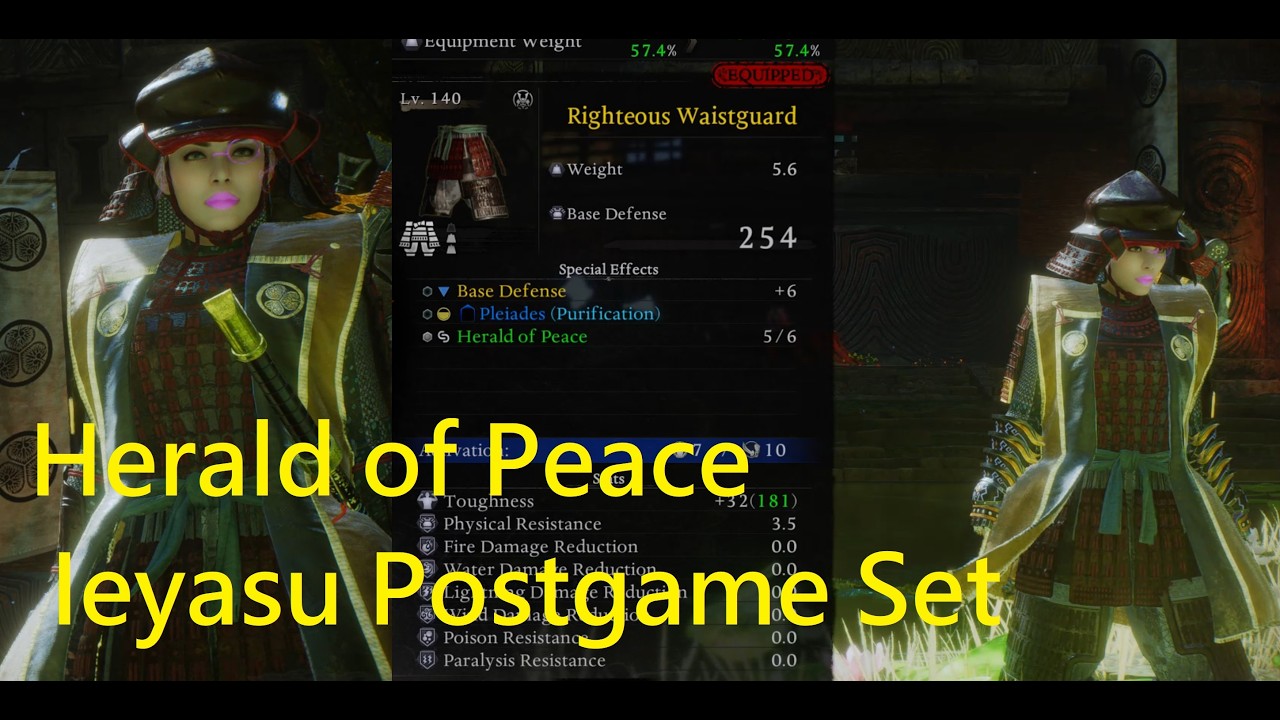 Nioh 3 Herald of Peace Full Ieyasu Armor Set Bonuses Postgame Unlock Double Guardian Spirit Buffs
